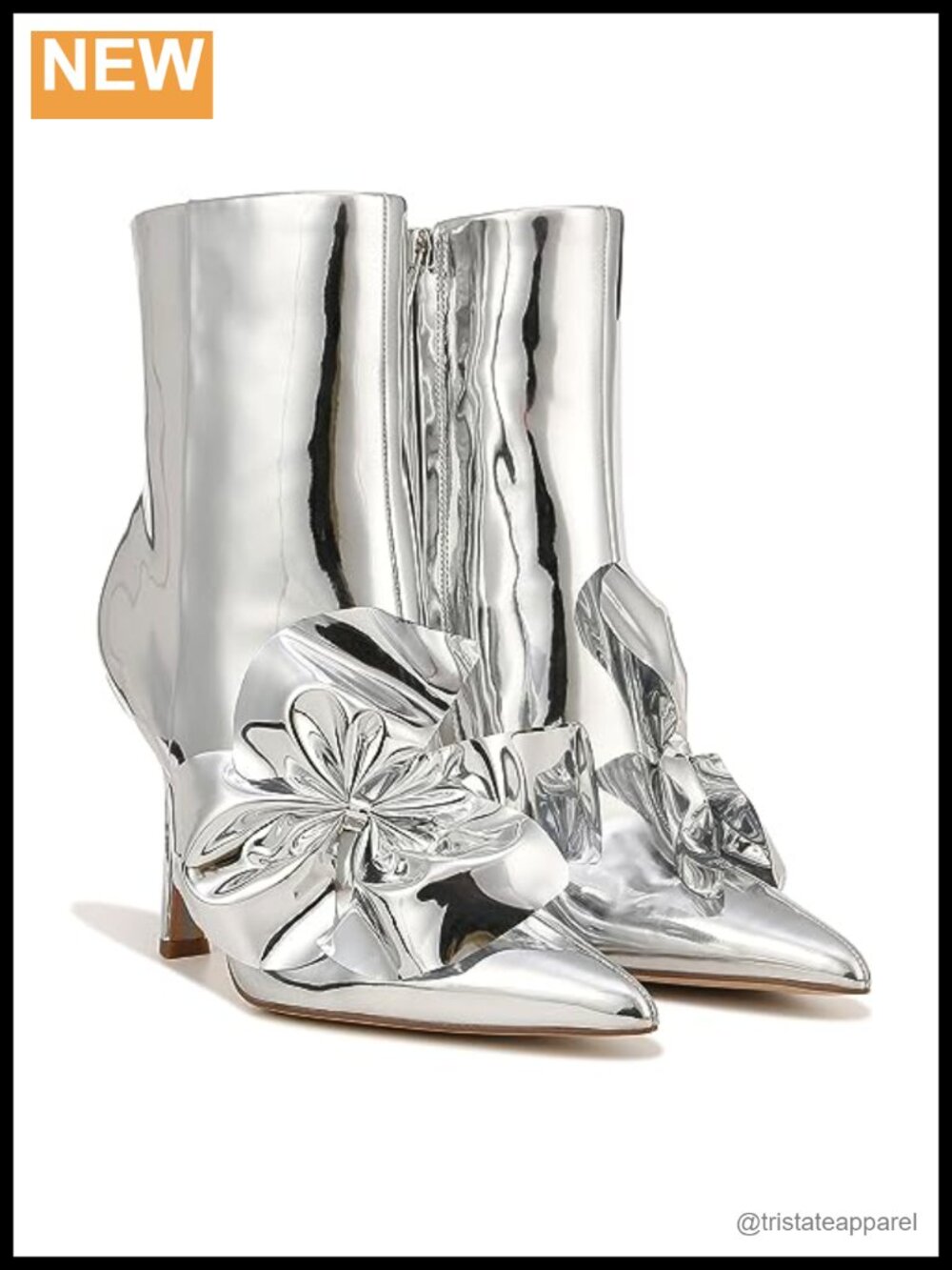 Sam Edelman Esmae Metallic Ankle Booties with Ruched Detail and 4-Inch Flare